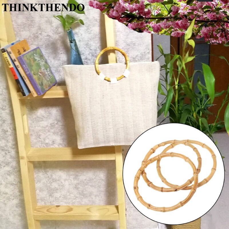 THINKTHENDO Round Bamboo Bag Handle for Handcrafted Handbag DIY Bags Accessories