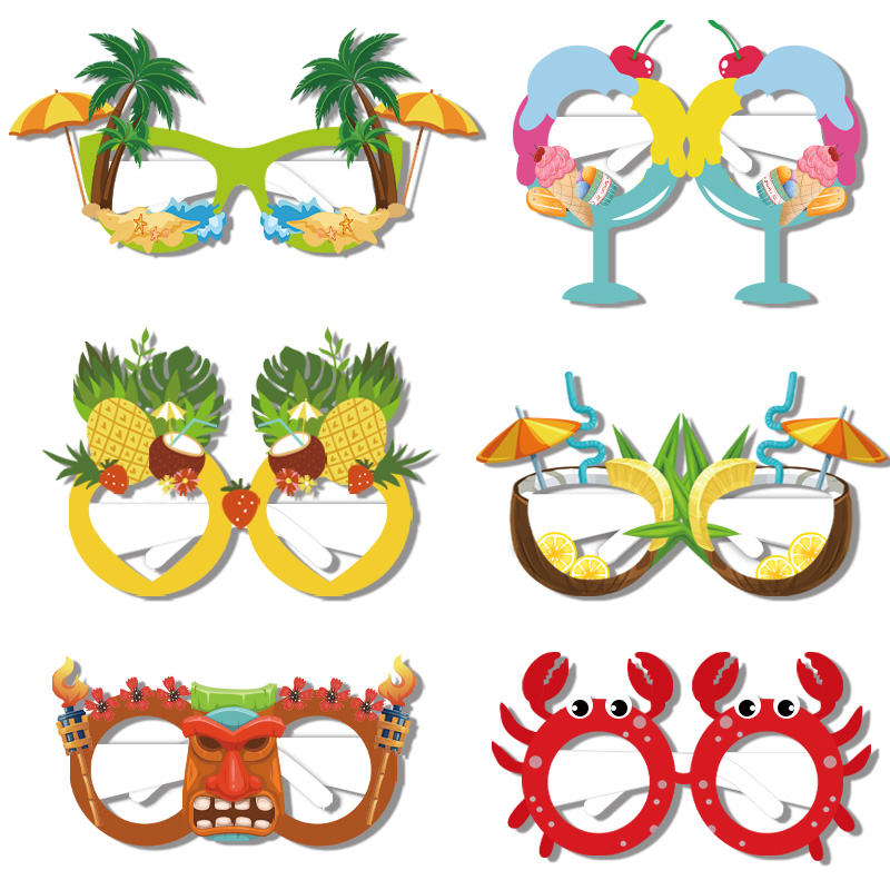 12 stks Hawaii Aloha Thema Zomer Fruit Papieren Glazen Foto Props Hawaiiaanse luau Tropisch Strand Zwembad Verjaardagsfeestje Decor Kids