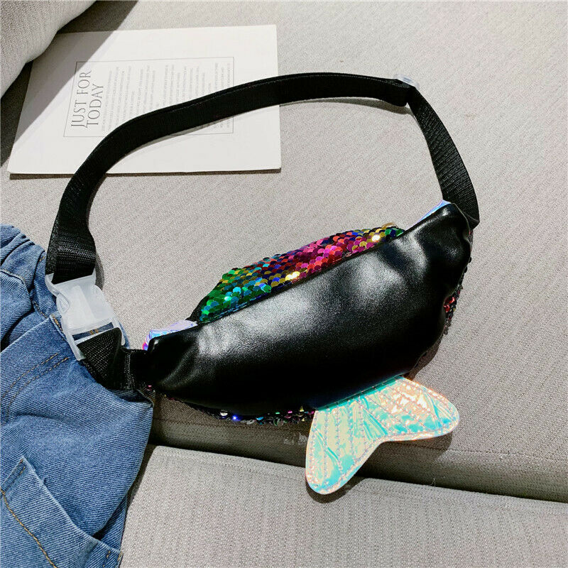 neueste Kinder Mädchen Pailletten Fanny Pack Taille Tasche Einzelnen Schulter Brust Tasche Mobile Geldbörse