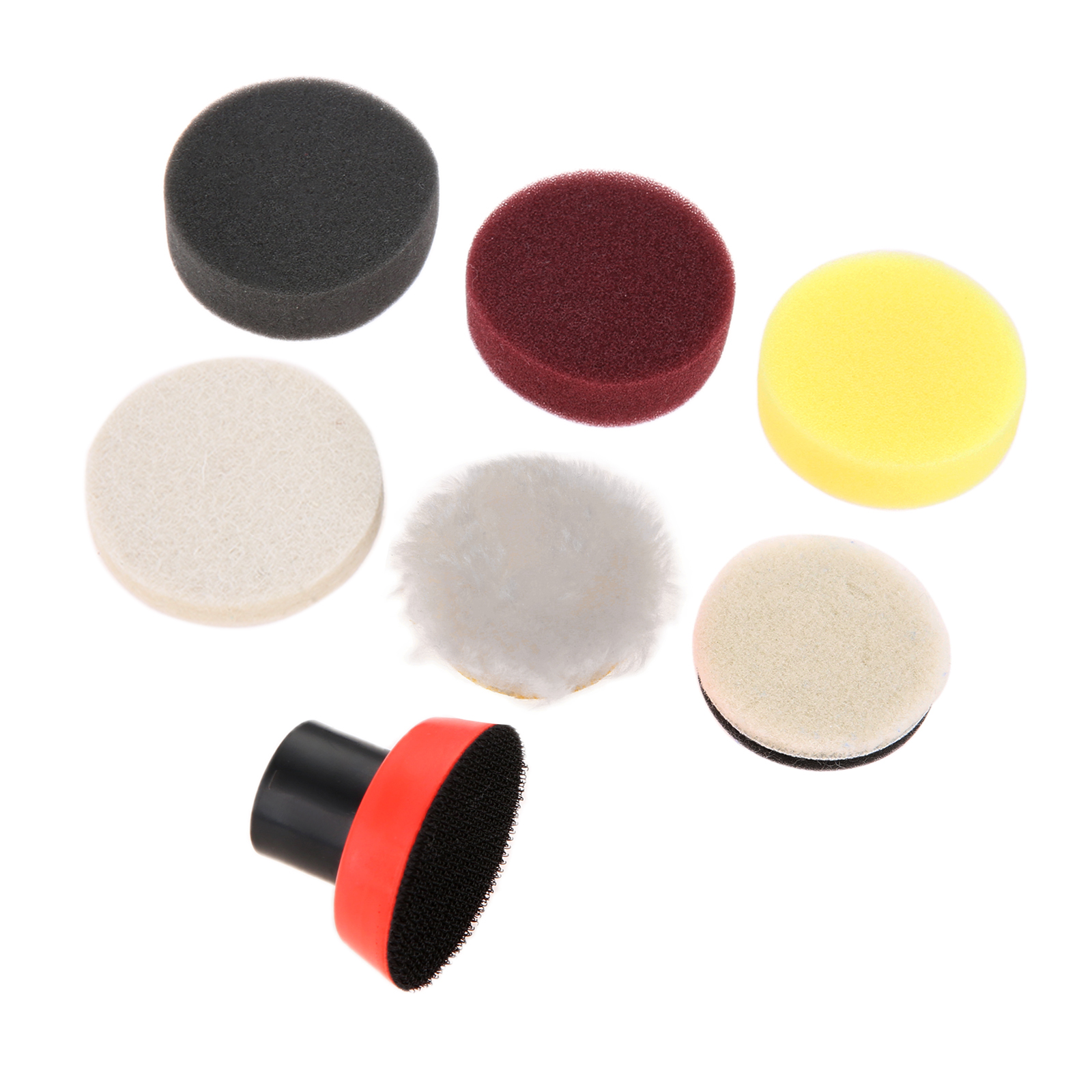 DRELD 7 Pcs 1/2/3 Inch Drill Buffing Polish Pad Polishing Kit with M14 Tray Detail Waxing Sponge Car Buffer Polisher for Polish: 2 inch
