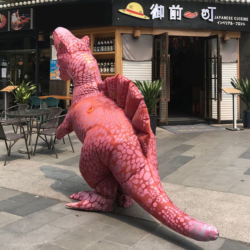 Roze opblaasbare dinosauruspakken voor volwassenen, halloween cosplay-kostuum, dxad