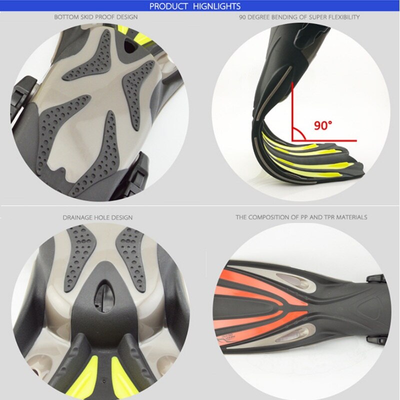 Snorkeling Fins Scuba Diving Fins Adjustable Adult Swim Speed Fins for Sea Swimming Accessories