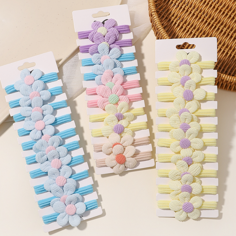 Anneau de cheveux avec nœud doux pour bébés filles, 10 pièces, bandes élastiques en caoutchouc, accessoires pour cheveux pour enfants, cravate, support queue de cheval, coiffure