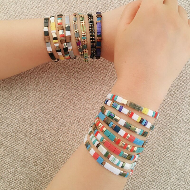 Pulsera Bohemia MIYUKI para mujer, brazalete de cuentas de TIla multicolor, joyería étnica, Bisutería