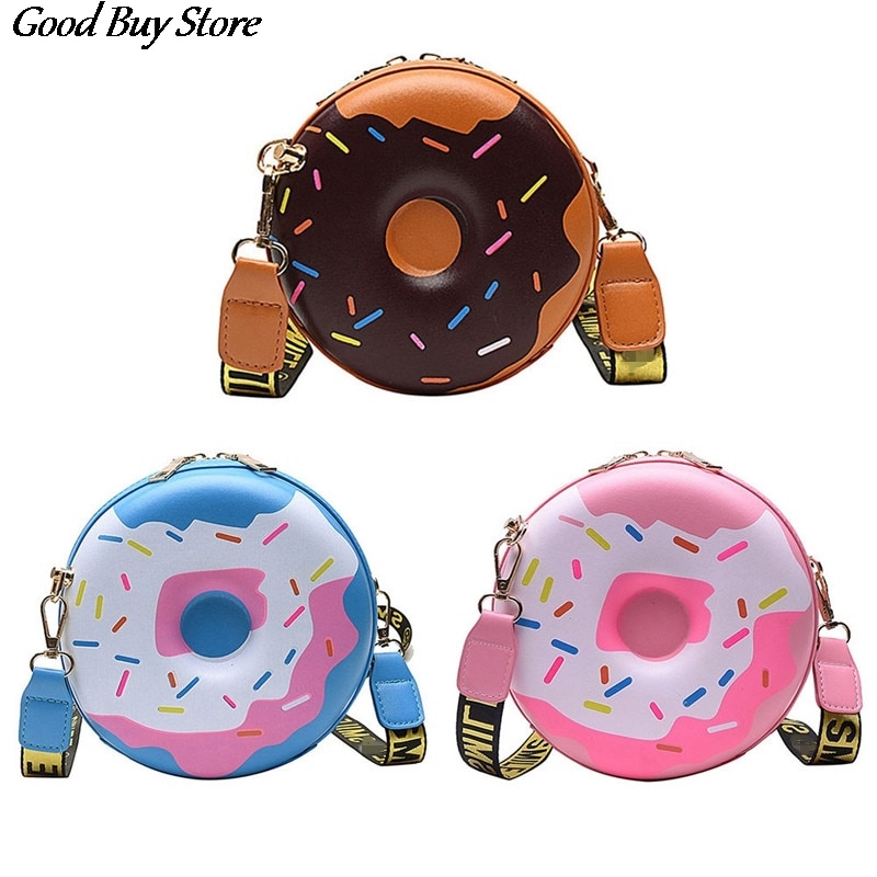 Donut Shape Shoulder Bag Girls Cute Leather Crossbody Bags Round Handbags Purses Women Mini Casual Travel Pouch Bolsa Handbag