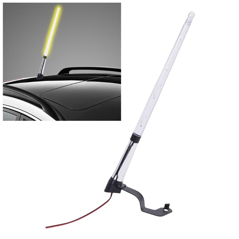 Antena de coche Universal DC 12V, antena de luz externa portátil FM, poste de bandera, señal de luz LED, AM, FM, estilismo para coche