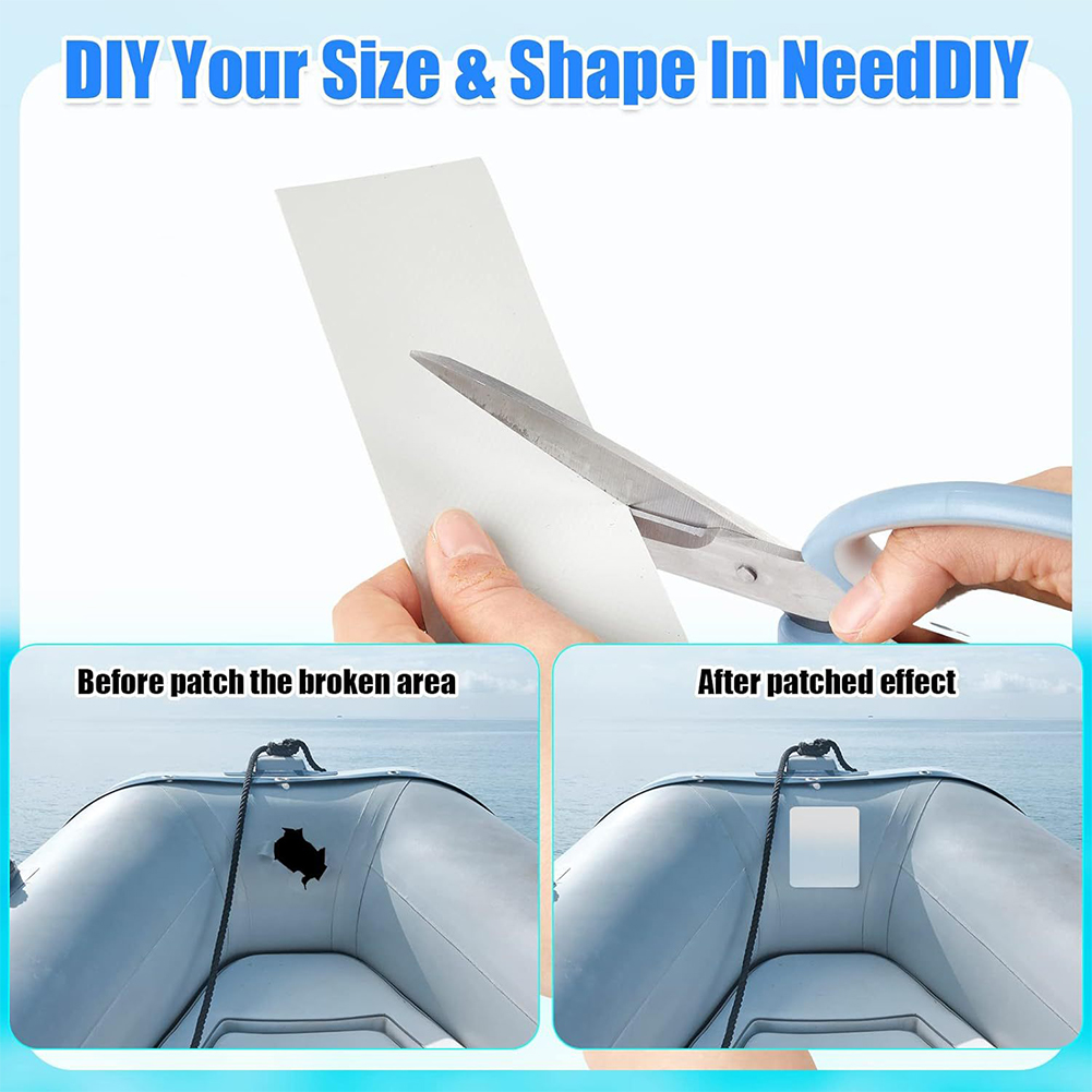 5Pcs/Set Boat Repair Patches with Glue PVC Inflatable Boat Patches Waterproof Air Beds Repair Patches Kayak Repair Kit