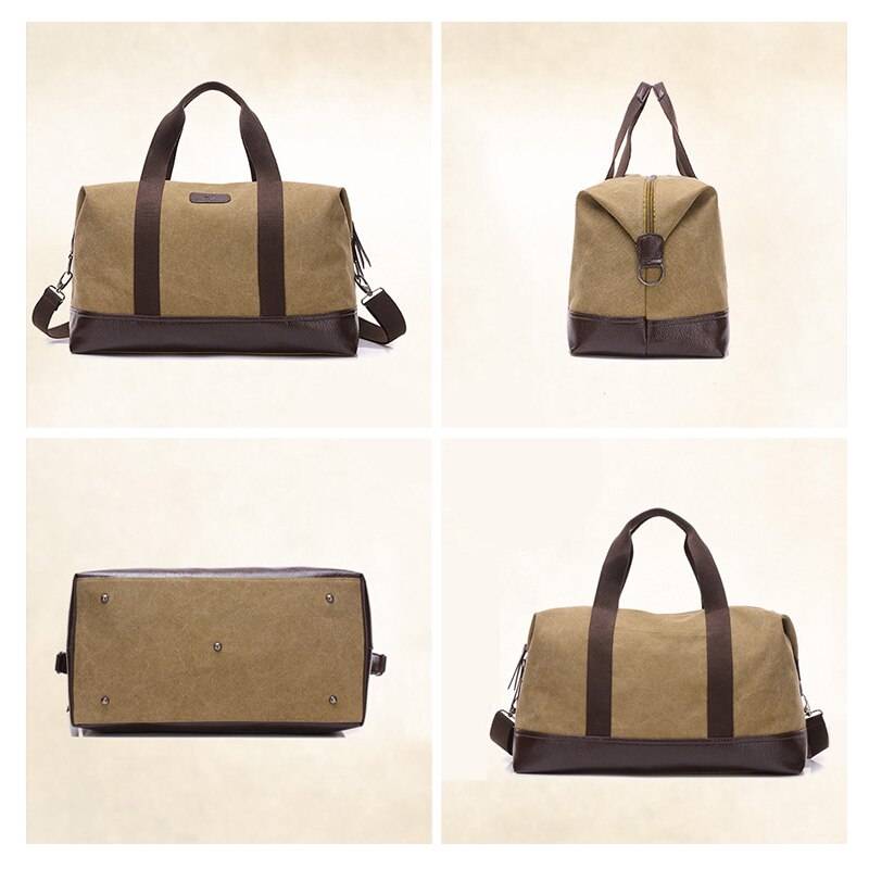 Vintage lærredstasker til mænd rejser håndbagage tasker weekend overnatning tasker stor udendørs opbevaring taske stor kapacitet duffle taske