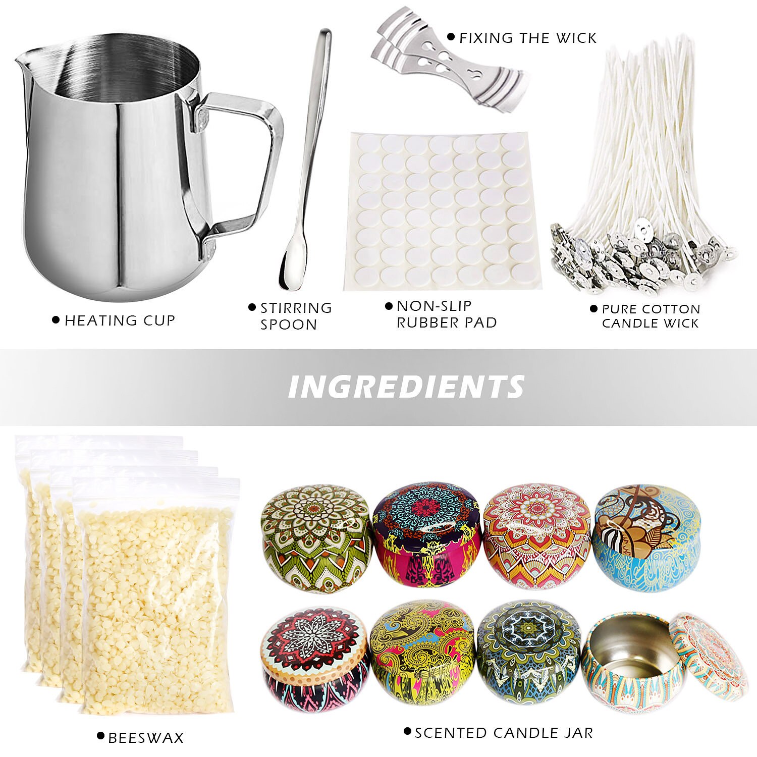 Kit de fabricación de velas perfumadas, Kit de velas artesanales, incluye maceta para hacer velas, decoración de en casa, vacaciones, 68 Uds.