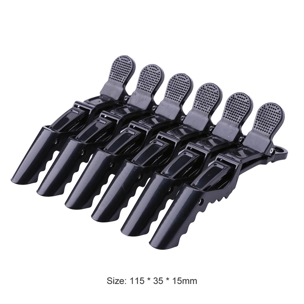 Pinza de araña para peluquería, pasador de cocodrilo de plástico, herramienta de agarre, utensilio de peluquería, 10/6 Uds.: 6PCS Black