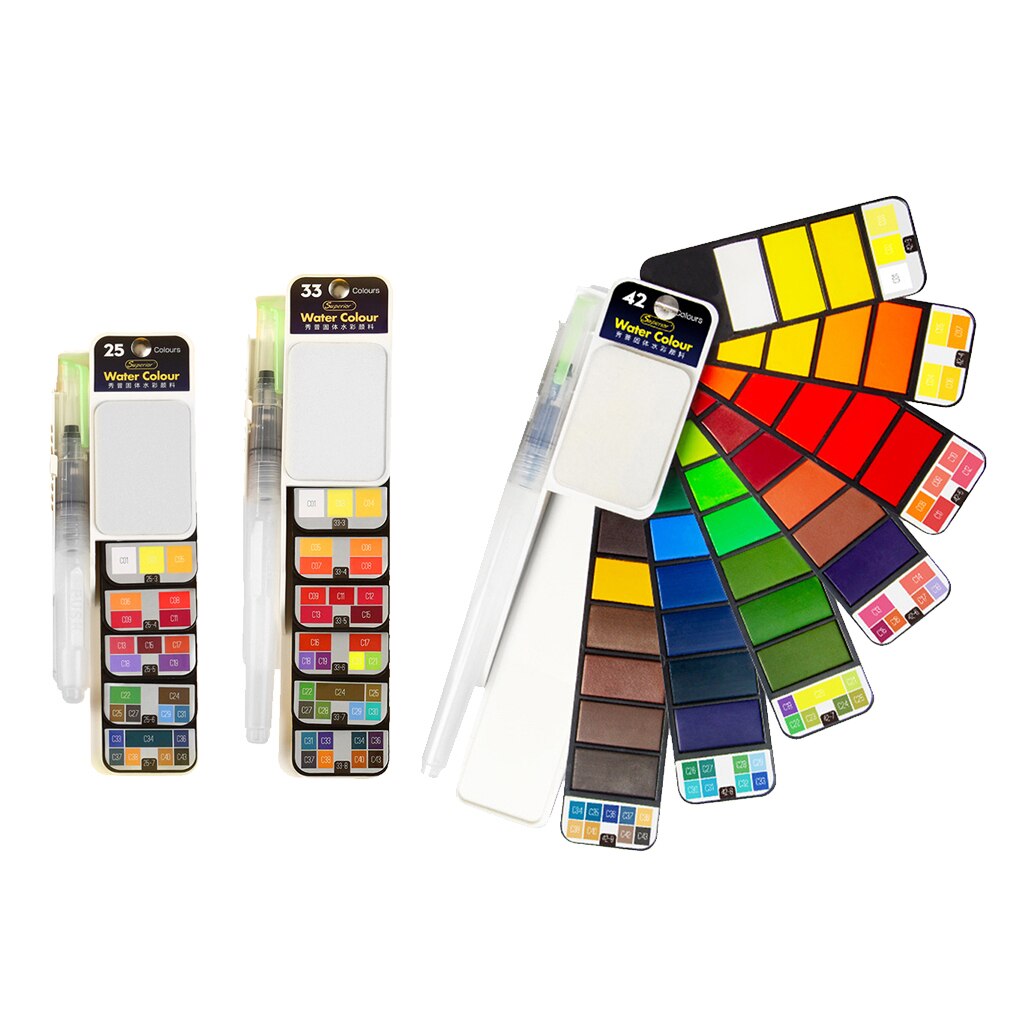 Vibrant Watercolour Paint Set 25/33/42 Pallets Watercolors for Travel Painting