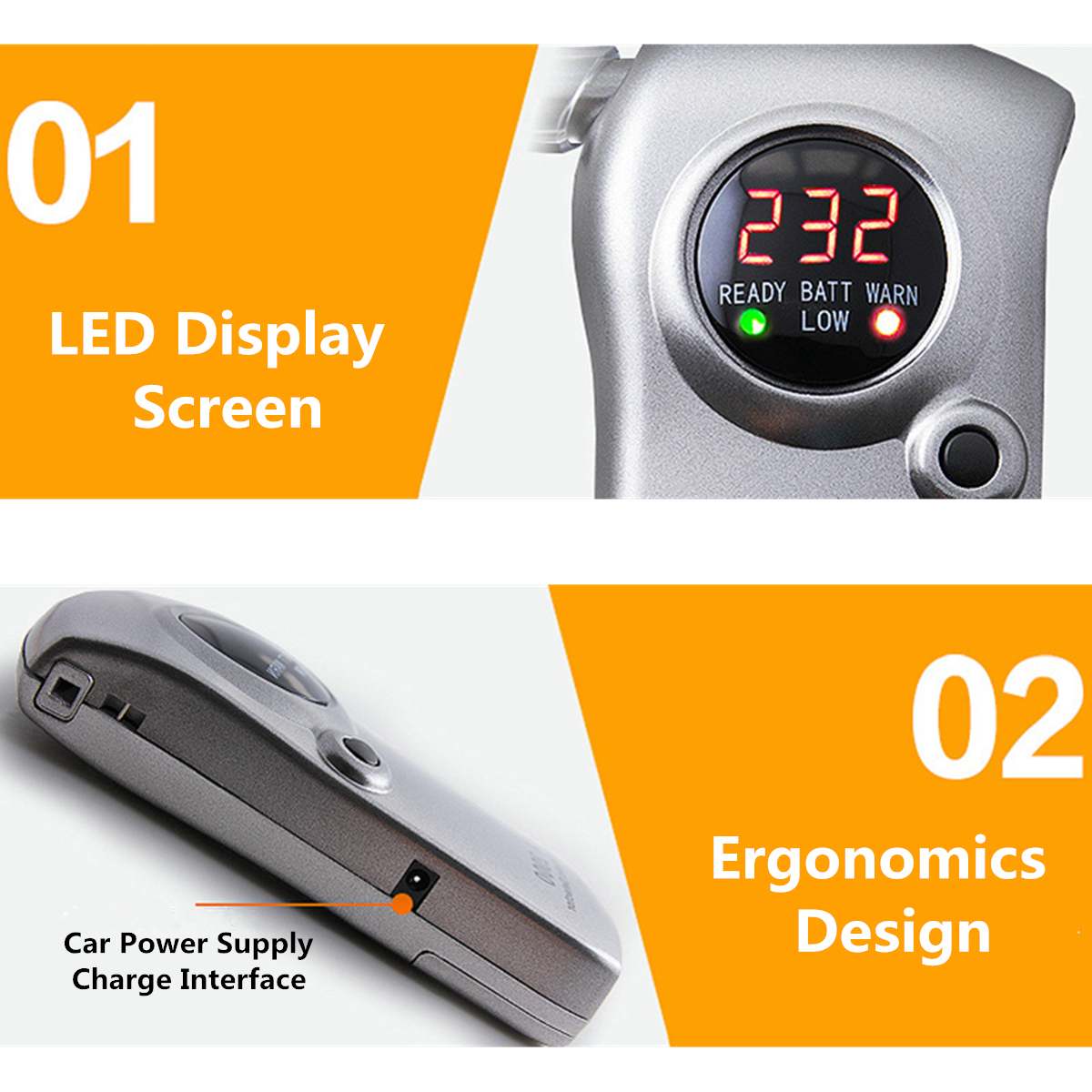 Pantalla LED Digital , alcoholímetro, alcoholímetro, Detector analizador, con caja y batería de ahorro de energía de 9V