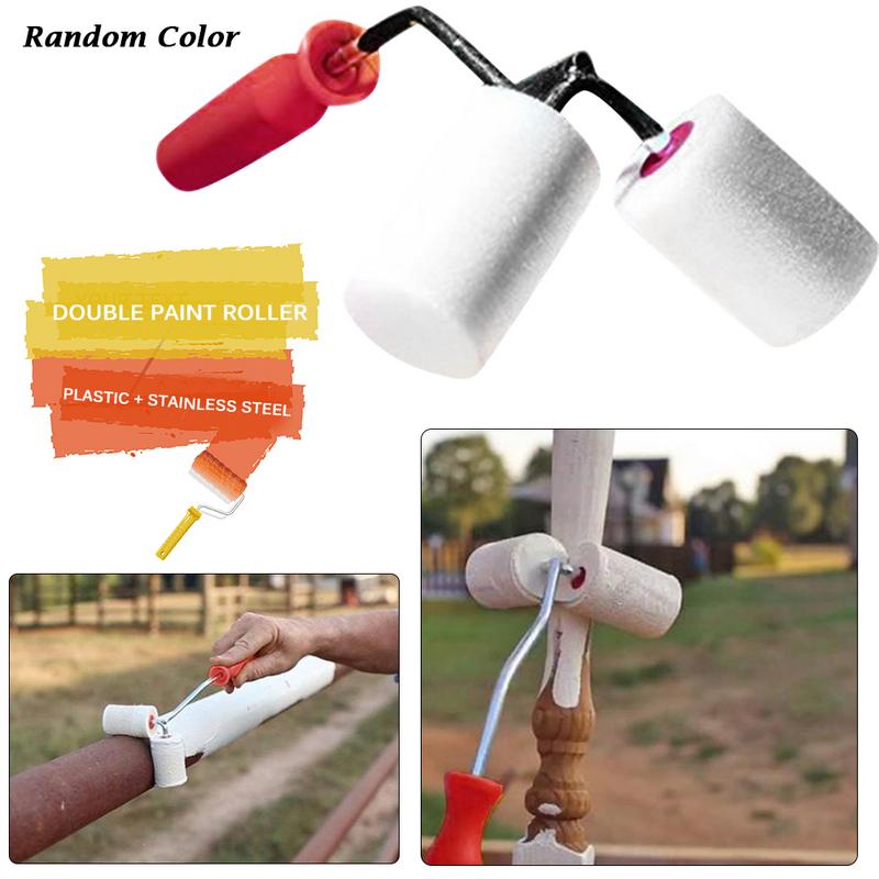 Double Sided Paint Roller Brush Roller Brush Painting Brushes Cylindrical Corner Painting Home Improvement Tools