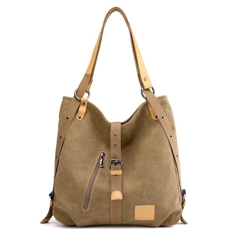 Canvas tas dames handtassen crossbody tas over de schouder vrijetijdstassen grote reistassen tassen voor dames: Khaki