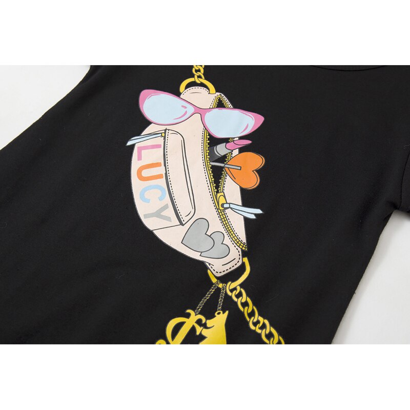 Umorismo orso primavera ragazze estate moda manica corta abito per bambini Casual allentato bambino girocollo stampa abito per bambini