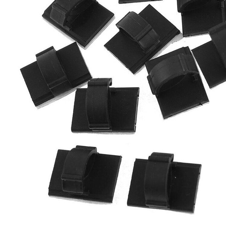 10 Pcs Rectangle Self-adhesive 10mm Cable Tie Mount Clips Black