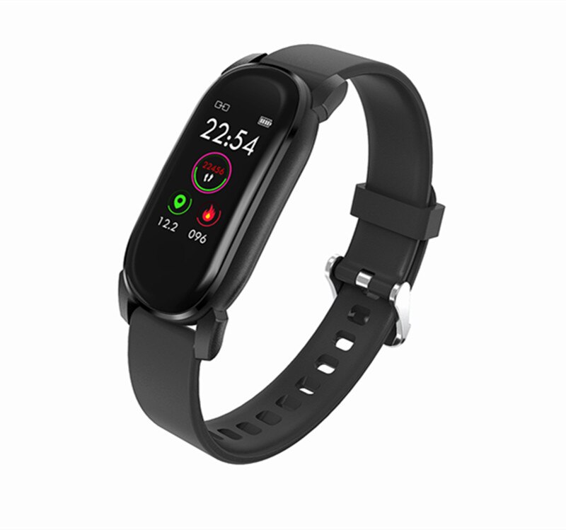 Bysl YD8 Smart Polsband Temperatuur Vrouwen Smart Armband Fitness Tracker Voor Android Ios Lange Standbysmart Horloge: Silicone Black