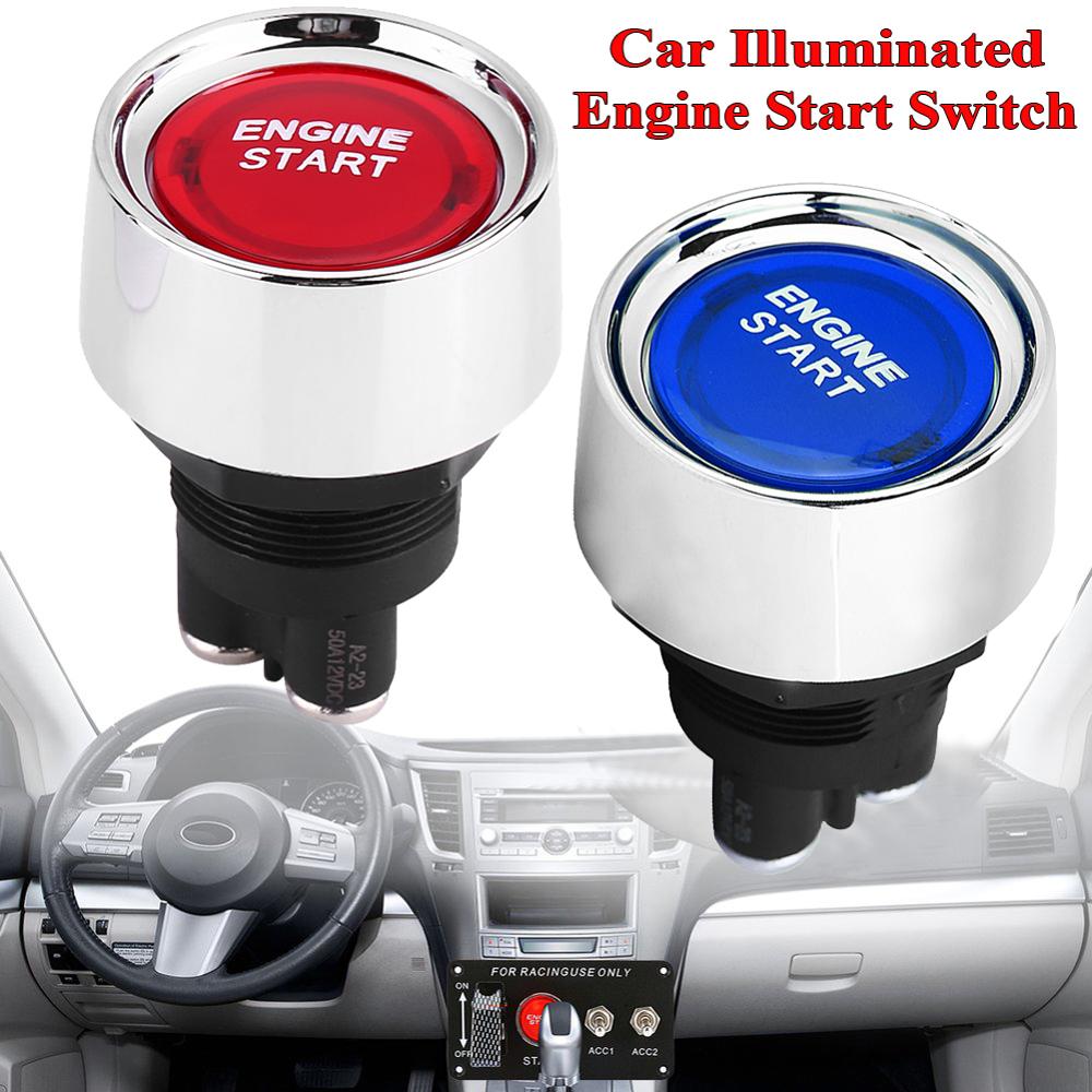 Pure Copper 12V Car Illuminated Engine Start Switch Push Button Momentary Race Starter Accessories switch CSV