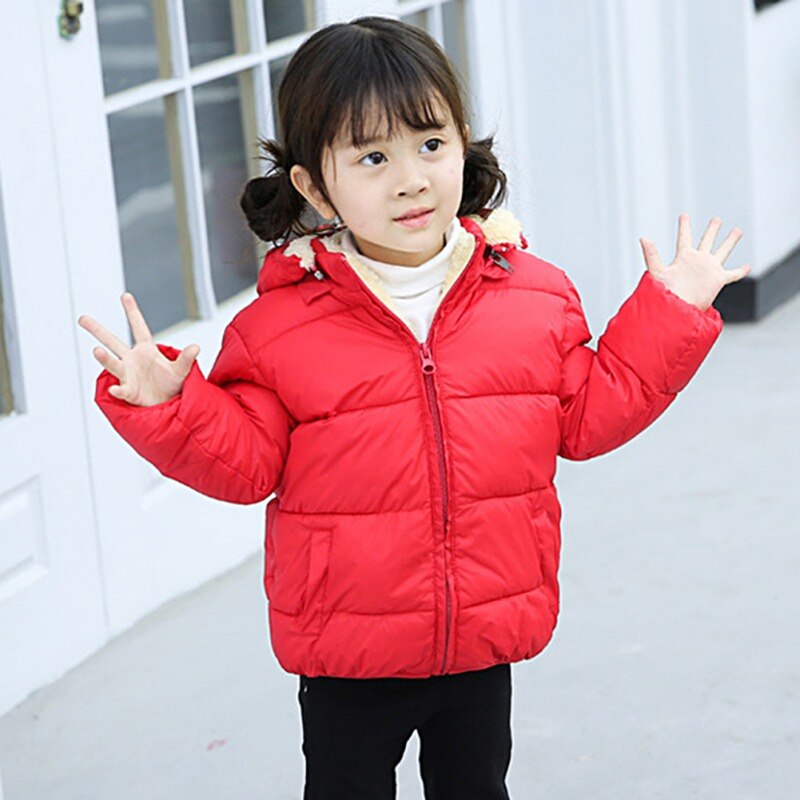 Kids Winter Warm Jacket Children Plus Velvet Cotton Coat Toddler Girls Boys Solid Outerwear Children's Clothing