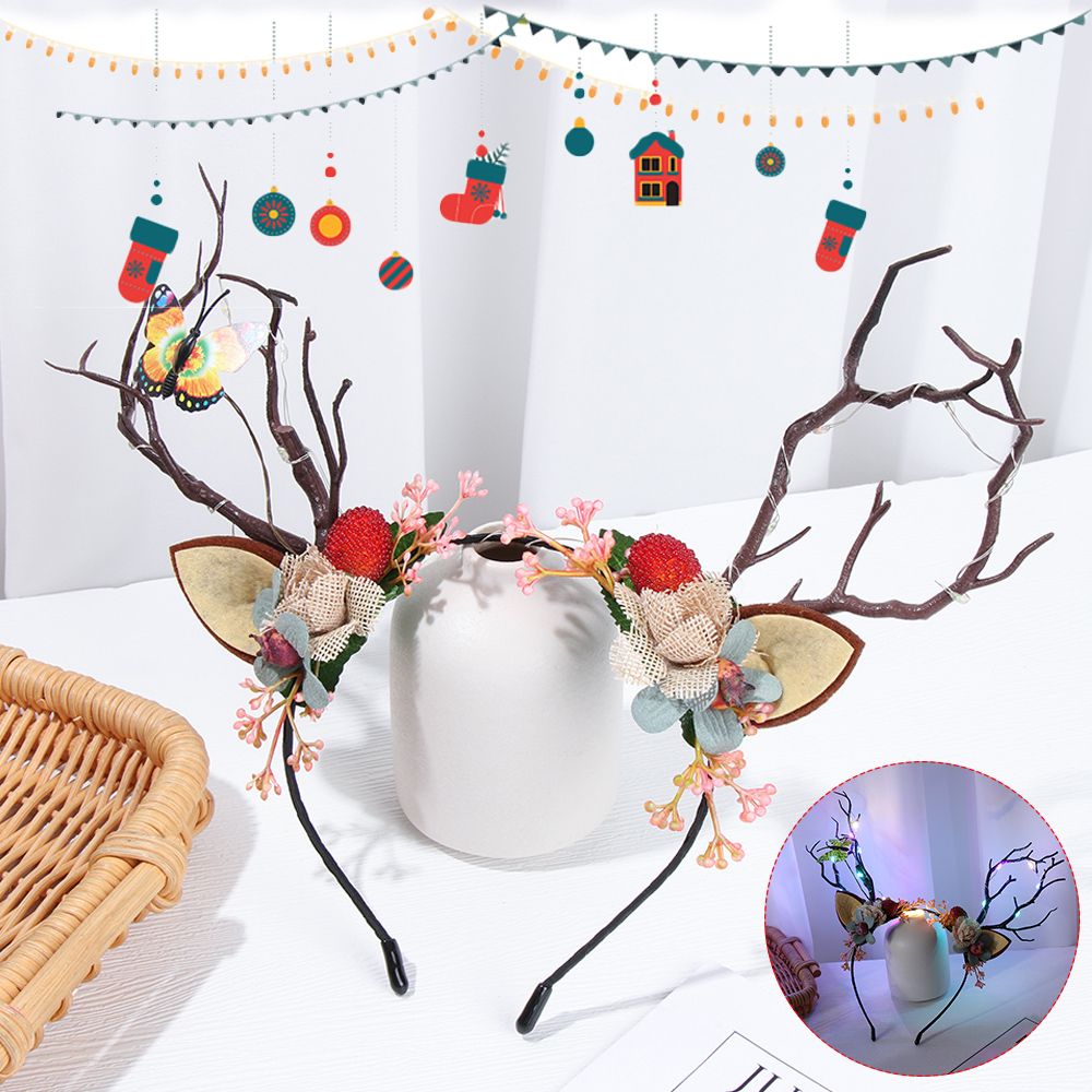 Blinkende Stirnband Erwachsene freundlicher LED Haar Band Weihnachten Stirnband Weihnachten Geweih Leucht Headhoop Leucht Geweih
