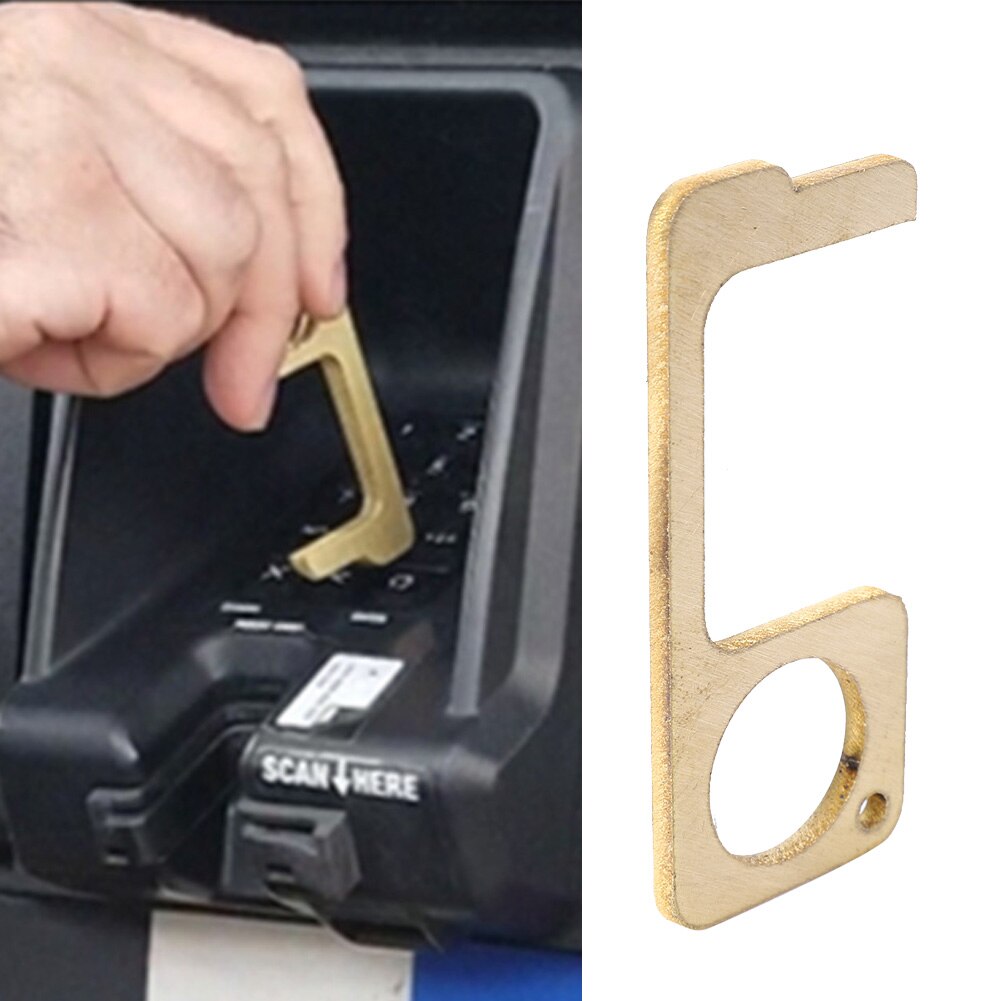 Key Door Opener Key Door Handle Opener Golden Anti-Contact Brass for Public Places Elevator Handle Open Key