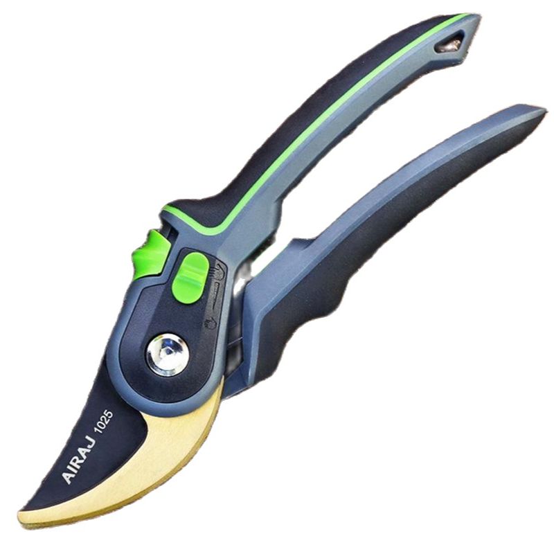 AIRAJ-tijeras de podar multifunción, con hoja de acero inoxidable SK5 y cierre de seguridad, antideslizantes, para jardín, pueden cortarse sin problemas