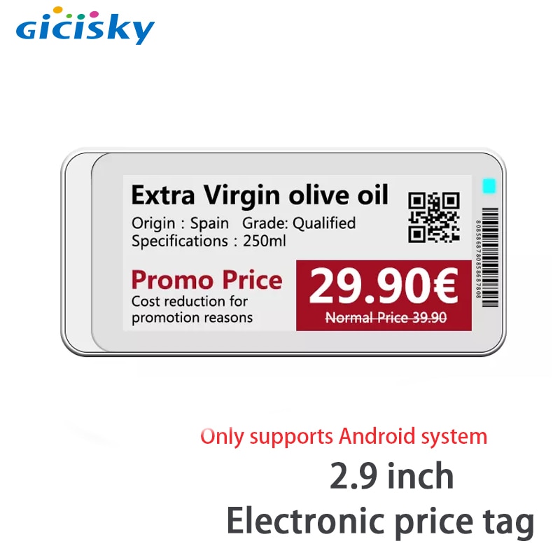 2.9 Inch Gicisky Epaper Kleur Scherm Elektronische Prijskaartje Prijs Display Card Bibliotheek Magazijn Een Sleutel Om Juiste Informatie