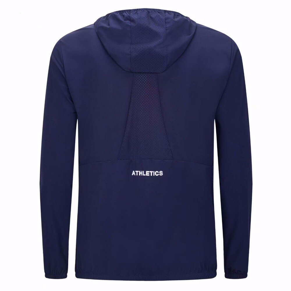 Løbejakke med hætte til mænd langærmet sweatshirt hurtigtørrende lynlåsjakke fitness gymnastikskjorter fodbold fodbold basketball jakke