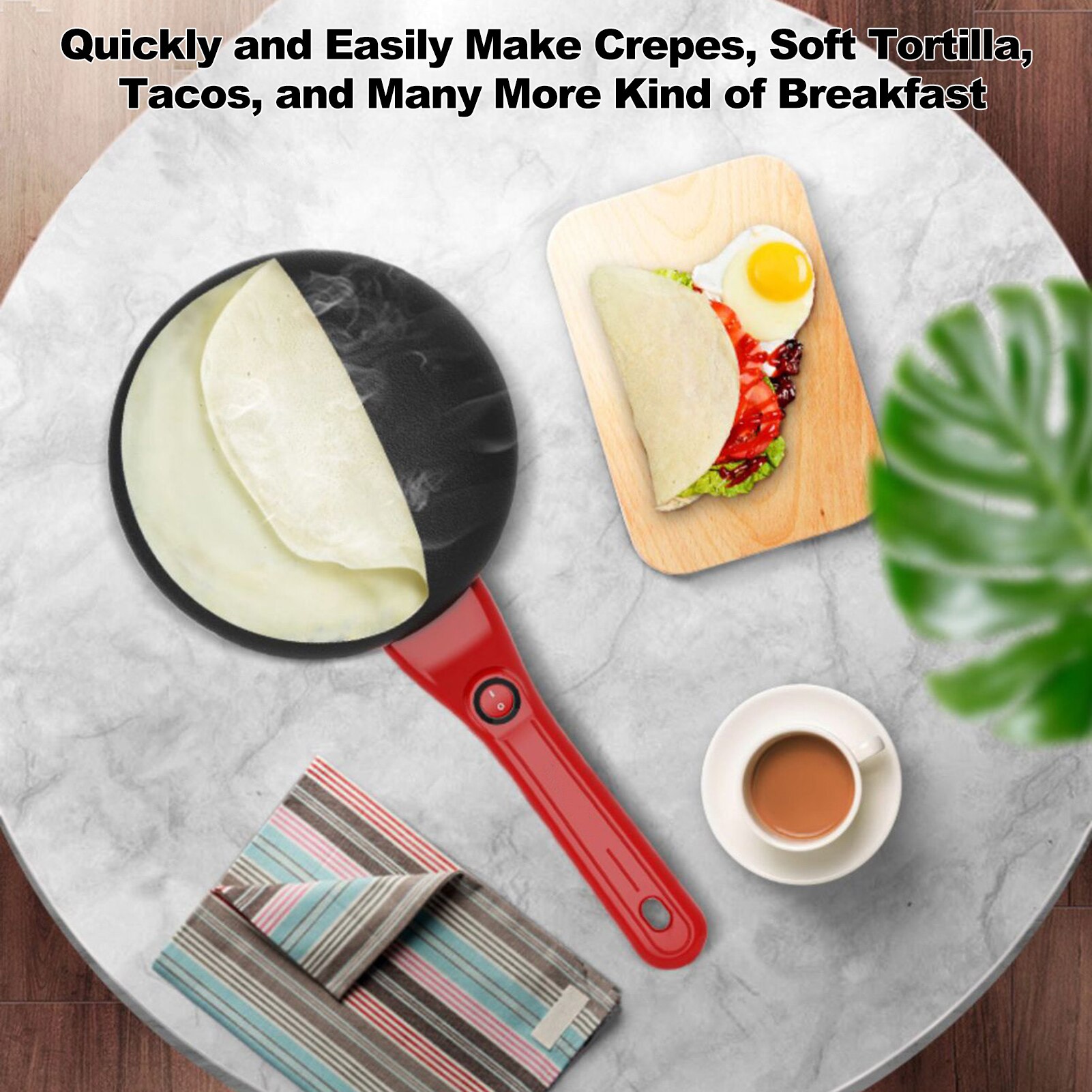 Non-stick Pancake Machine Coating Electric Crepe Pizza Maker Griddle Baking Pan Kitchen Cooking Tools Automatic Pancake Machine