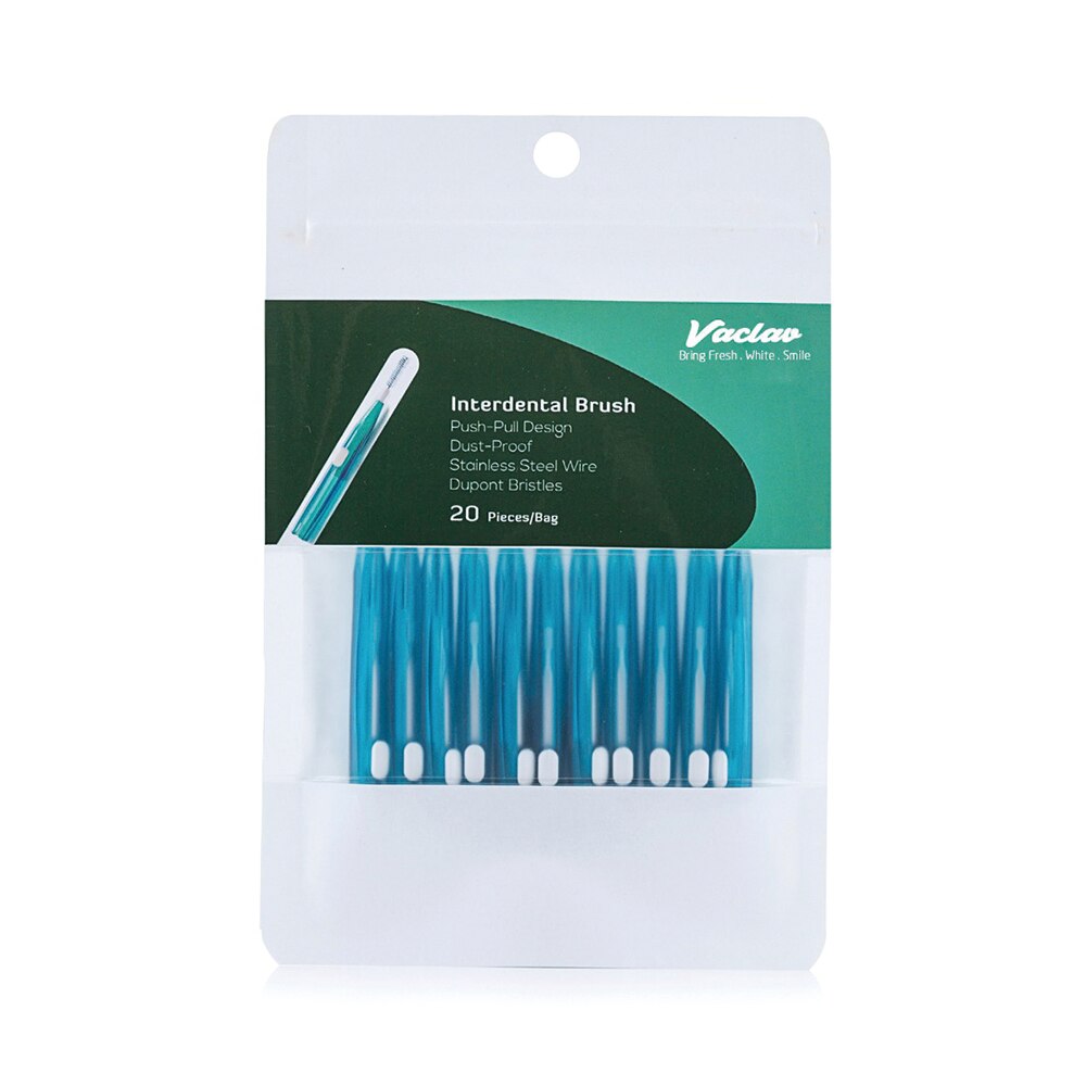 20 stk/pak voksne push-pull interdental børste tand mundhygiejne tandstikker tand rengøring tandtråd børste ortodontisk stålbørste