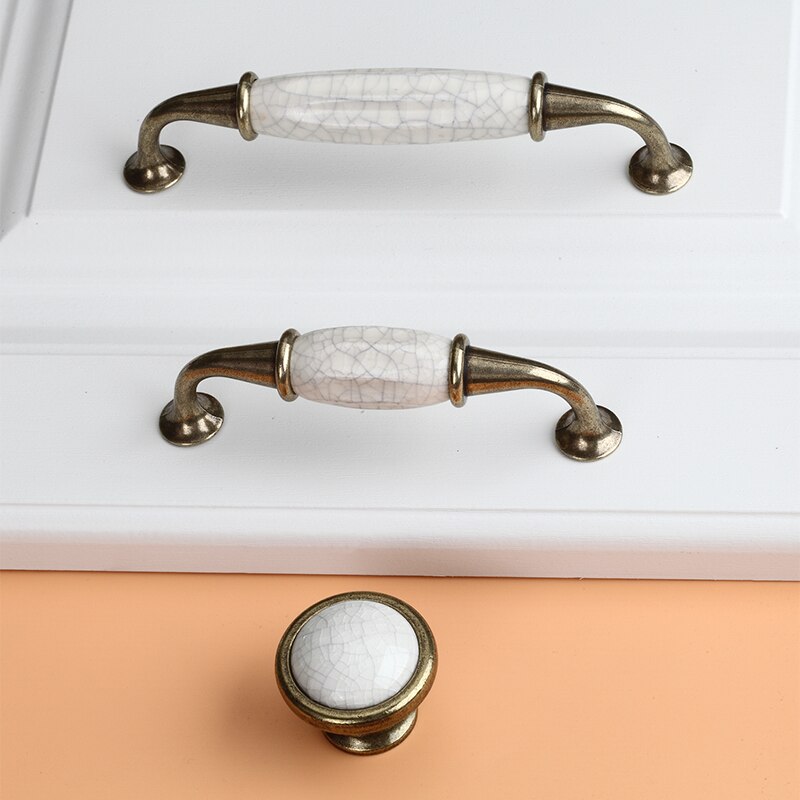 Antikke crack garderobe dørhåndtag håndtag marmor keramisk skab skuffe knopper europæisk stil møbler hardware