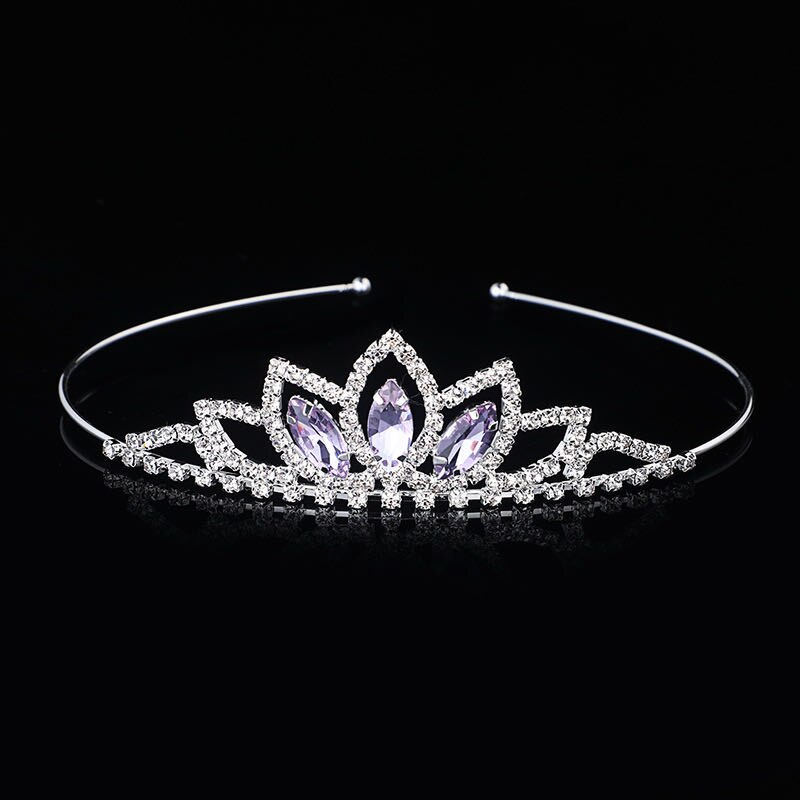 Princess Wedding Bridesmaid tiara with girl's crystal rhinestone hair ornament for bride's head: purple