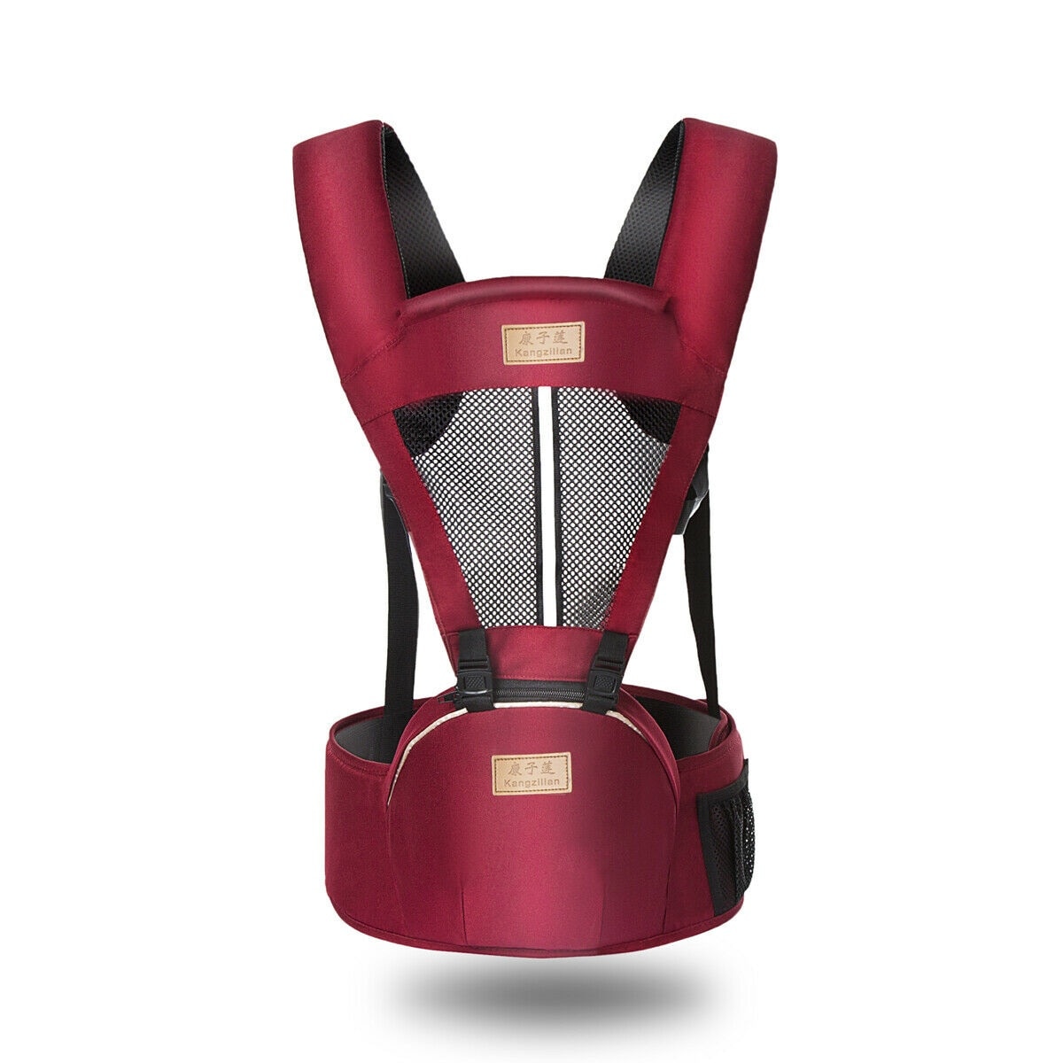 I aktiesolid, åndbar og ergonomisk nyfødt bæresele, justerbar, med brystbælte, kænguru-rygsæk fra 0 to 4 år: Rød