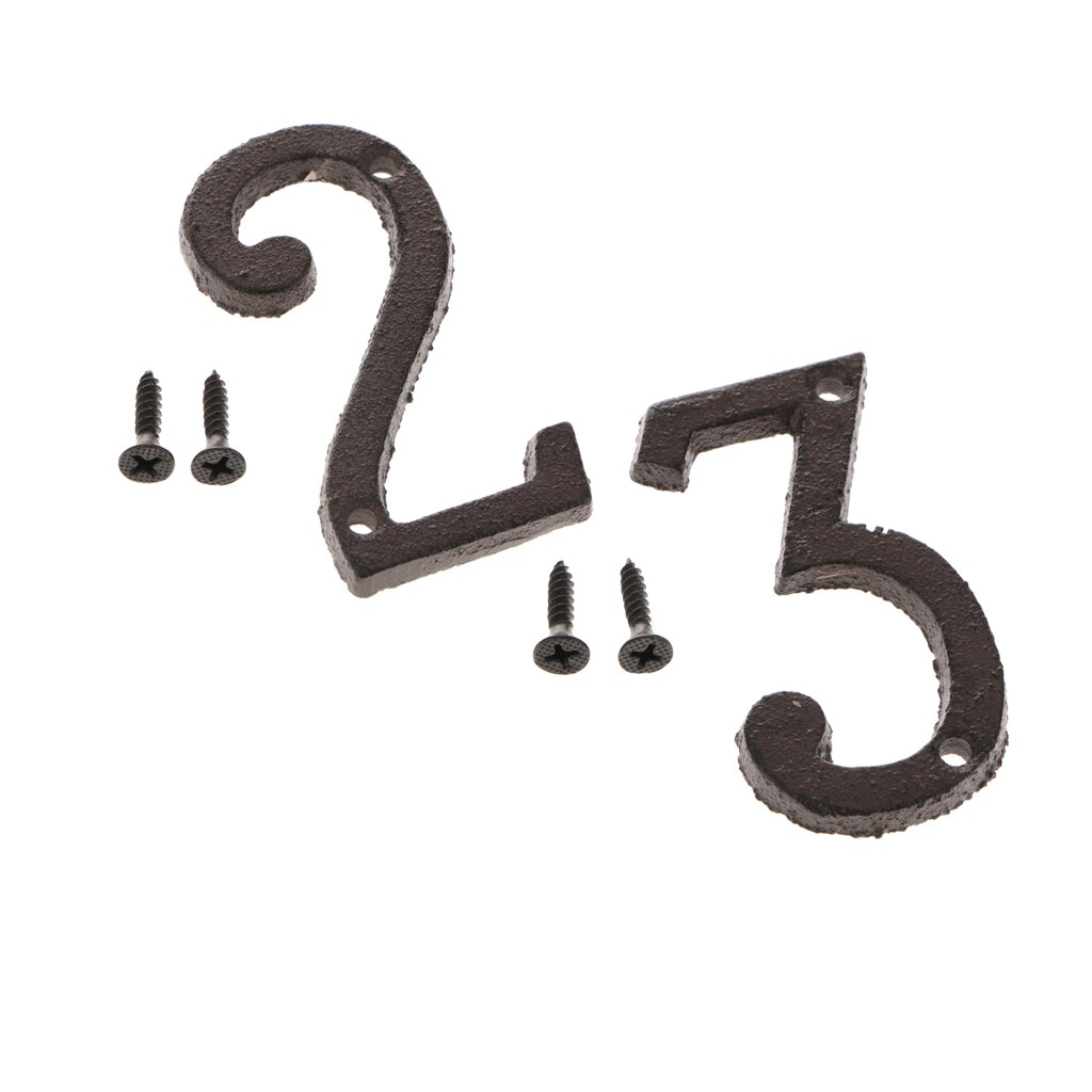 2pcs Cast Iron Metal Door Number Sign Plaque House Garden Name Address Sign Sticker Plate 2 3
