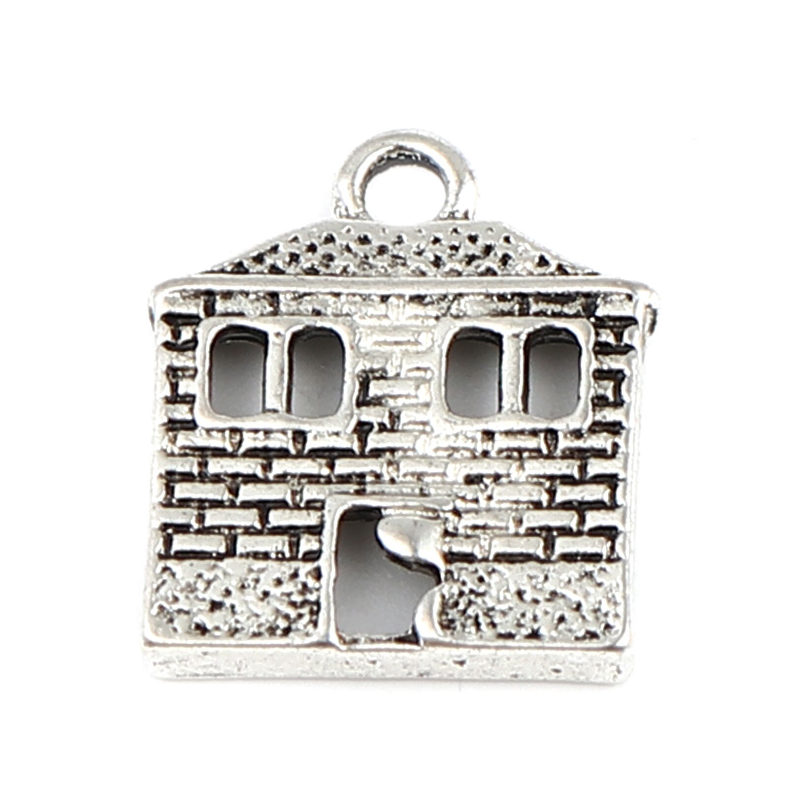 Zink Gebaseerde Legering Charms Huis Antiek Zilver Kleur Voor Sieraden Diy Bevindingen, 10 Pcs