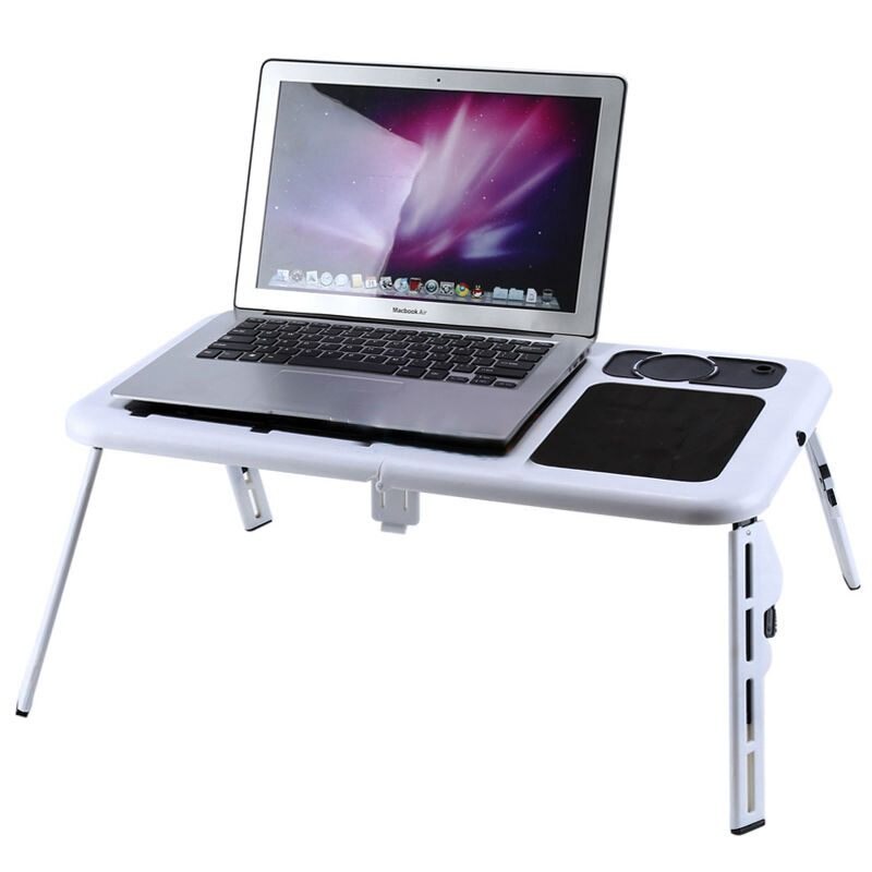 Laptop skrivebord sammenfoldeligt bord e-bord seng usb køleventilatorer stå tv-bakke