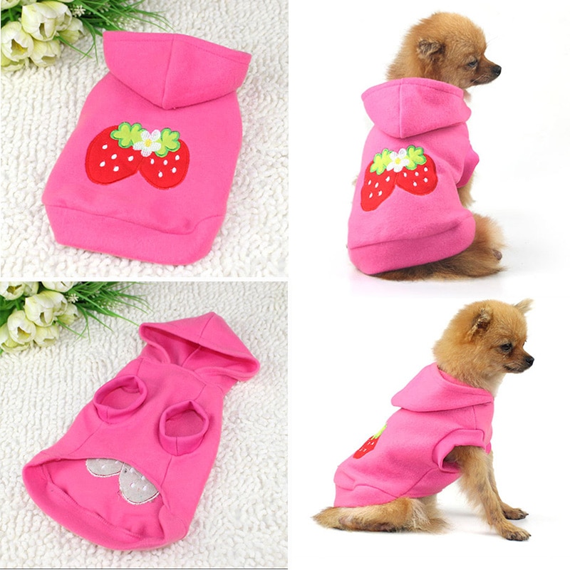 Ropa rosa para perros y mascotas, abrigos de algodón cálido para cachorros, Pug, Chiwawa, sudaderas con capucha para perros pequeños, ropa de otoño para mascotas 45