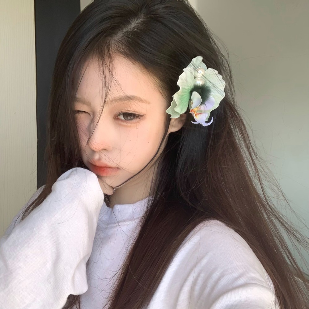 Süße Orchidee Blume Haarnadel thailändisch Stil Böhmischen Stil Schmetterling Orchidee Haar Clip Strass Legierung Frauen Seite Clip Strand: Grün