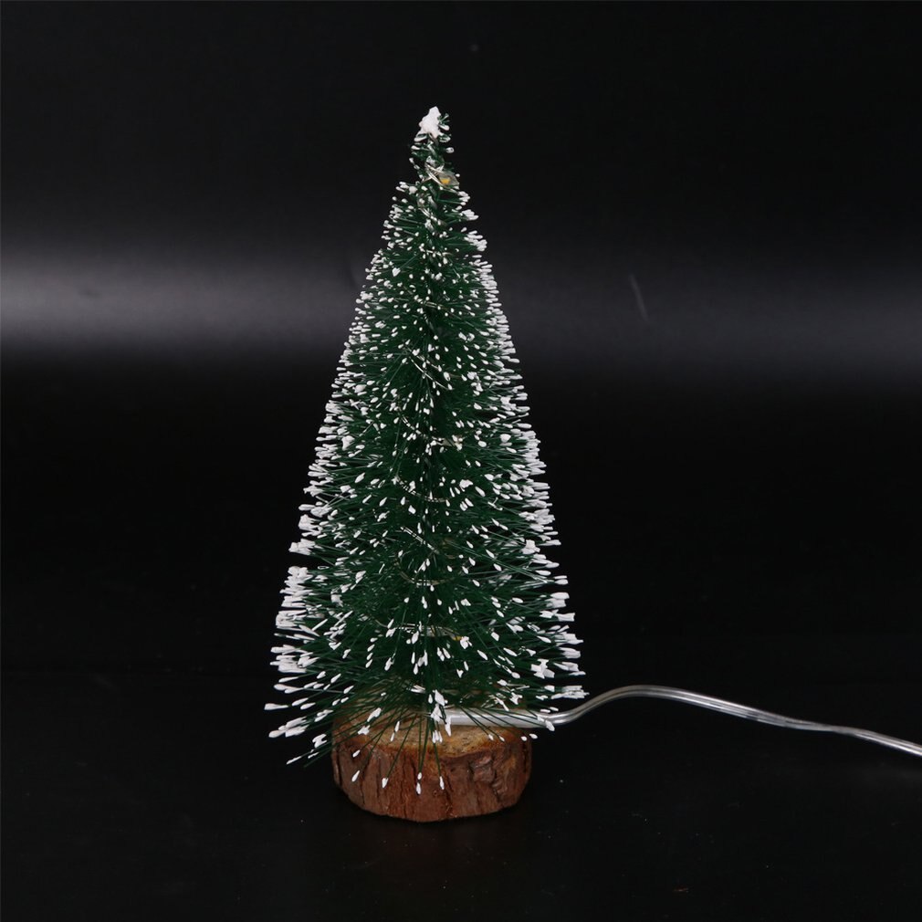 Kerstversiering Desktop Snuisterij Groen Hoarfrost Side Met Led-verlichting Dennennaalden Afstoffen Mini Kerstboom