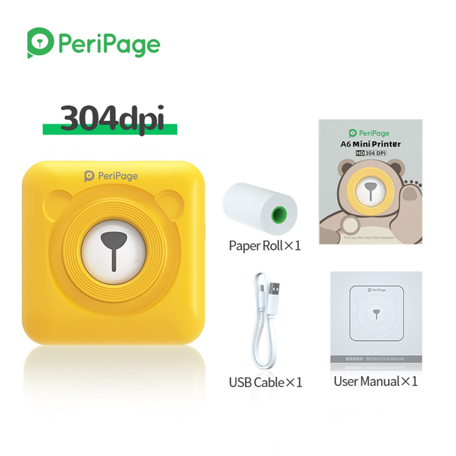 Peripage A6 304Dpi Mini Foto Bluetooth Printer Pocket Photo Printer Marker Voor Mobiele Telefoon Android En Ios Printer papier: YELLOW