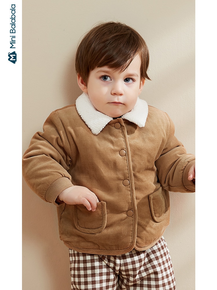 Minibalabala Baby Lam Haar Warme Jas Jongens Baby Revers Overhemd Winter Kinderkleding