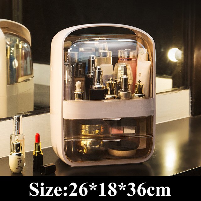 Ei Vorm Led Licht Desktop Organizer Hd Spiegel Make Organizer Creatieve Cosmetische Opbergdoos Portable Schoonheid Doos: a3