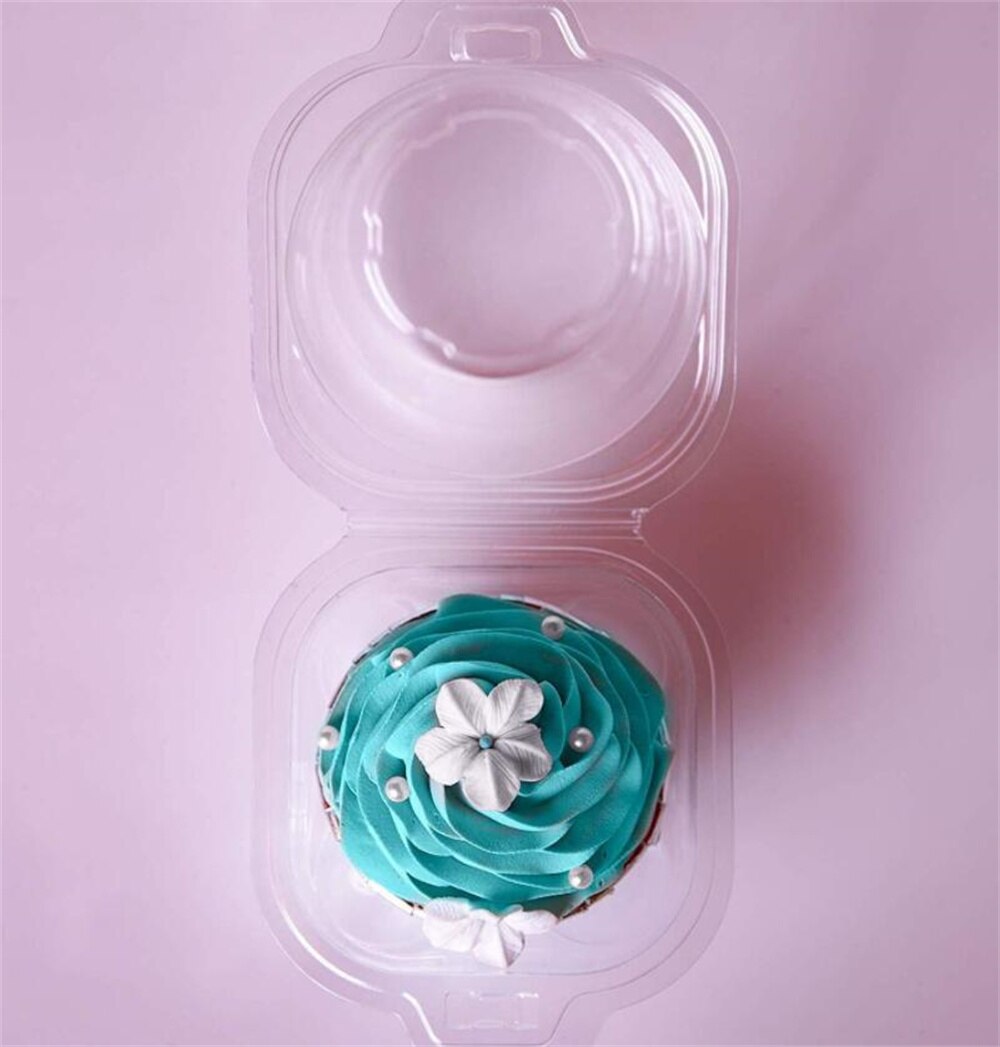 100pcs/lot Individual Plastic Cupcake Containers Disposable - Mini Fluted Cake Container - BPA Free Single Muffin To Go Case
