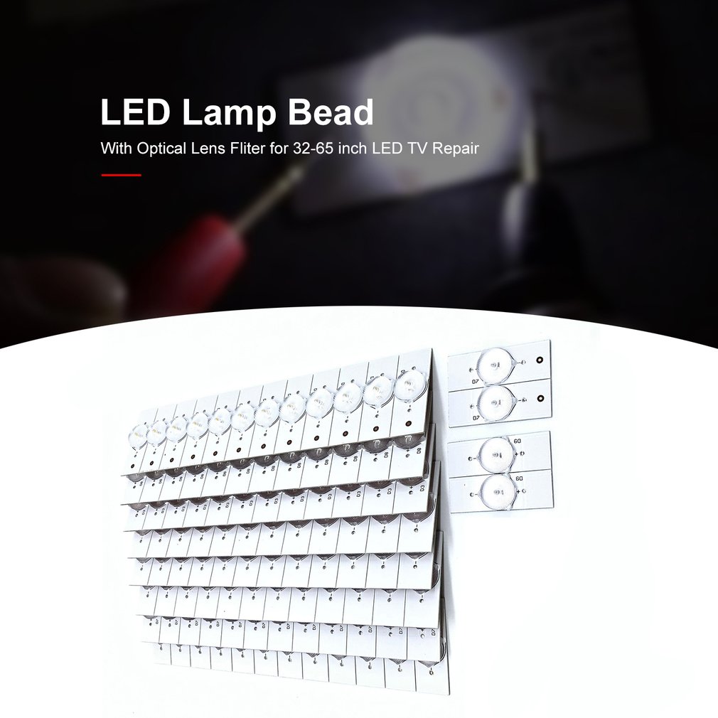 100PCS 6V SMD Lamp Beads with Optical Lens Fliter for 32-65 inch LED TV Repair Work with a Constant Current LED Driver