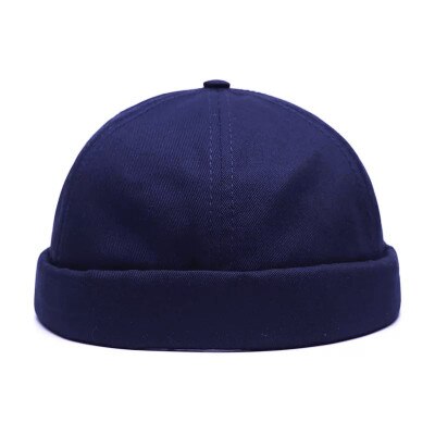 Unisex vinter bomuldsmanchet kort melon kasket ensfarvet kalot bogstaver retro ski fisherman docker hue hat