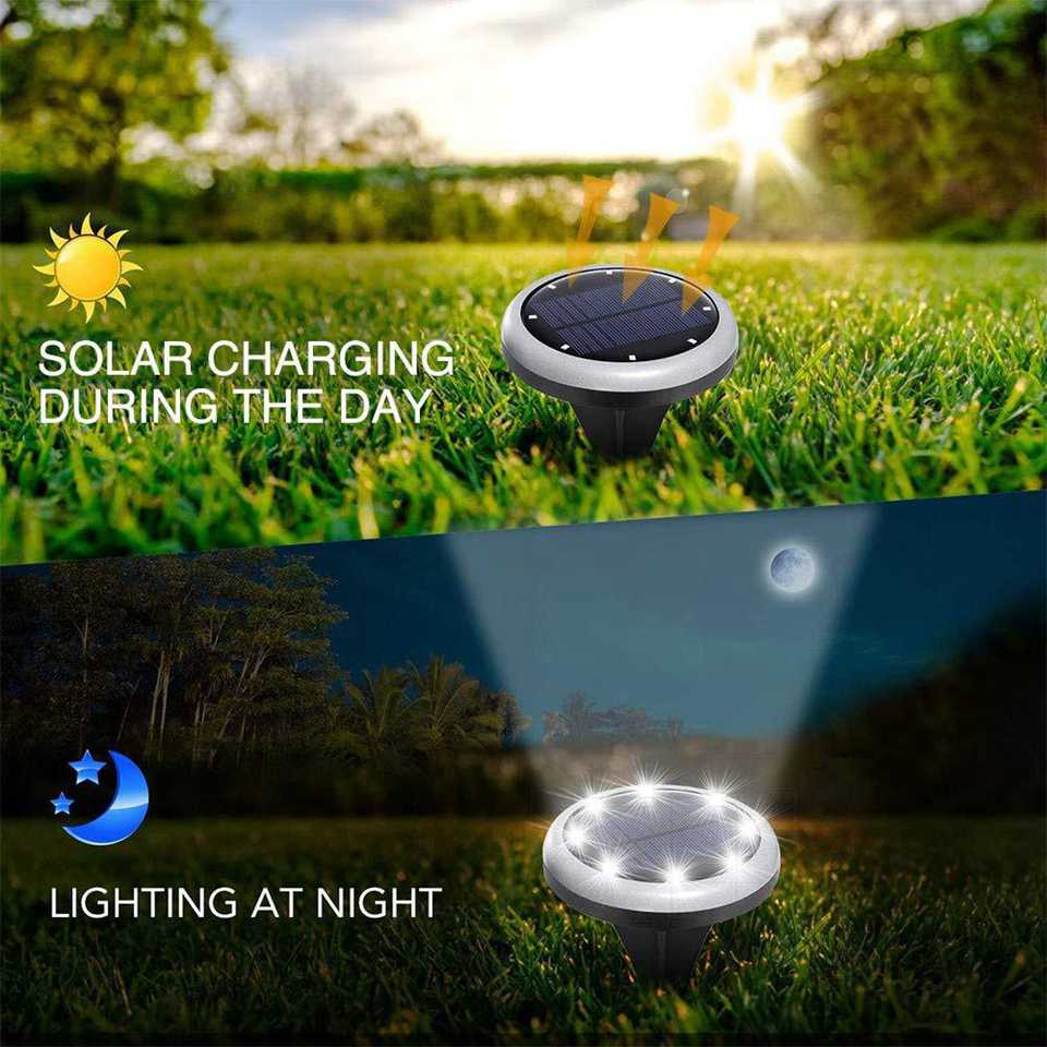 8LED Tuin Solar Light Outdoor Waterdichte Led Zonne-energie In Grond Lichten Schijf Panel Pathway Lawn Lampen Begraven Solar Licht