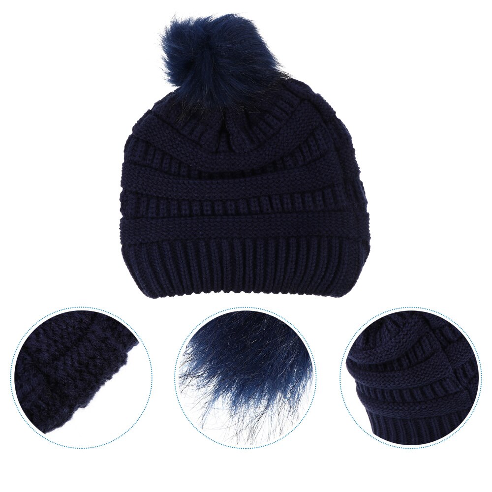 1Pc Warm Muts Nuttig Haak Hairball Beanie Haak Hairball Cap Voor Lady