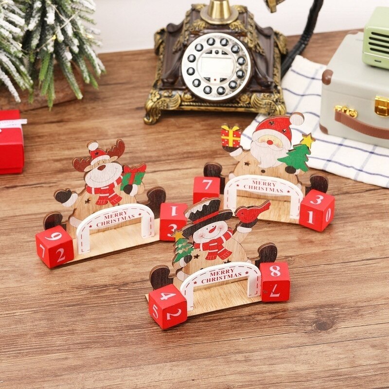 Tee-se-itse-joulupukin kalenteri joulukoristeet puinen kalenteri toimiston työpöydän koristelu vuoden kalenteri sisustus