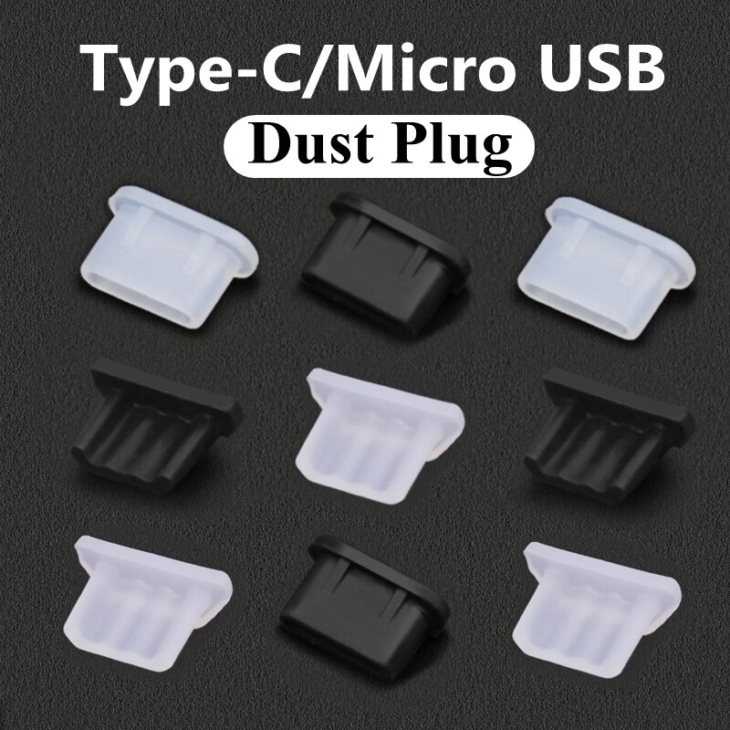 5 Stks/set Micro Usb Type-C Stof Plug Usb-poort Opladen Protector Siliconen Plug Voor Samsung Huawei Xiaomi Smart telefoon Accessoires