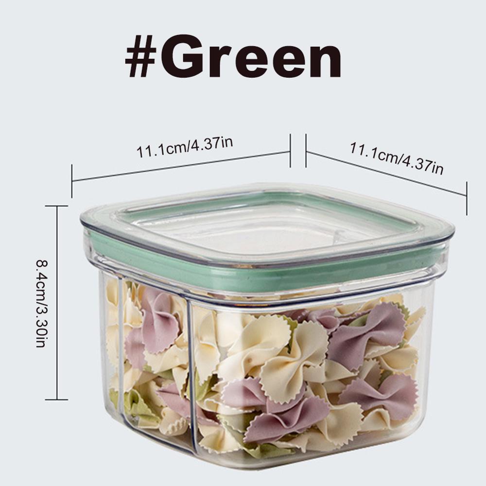 Plastic Food Storage Containers With Airtight Lid Stackable Pantry Dry Food Storage Container for Flour Pasta Rice: Green (600 ML)